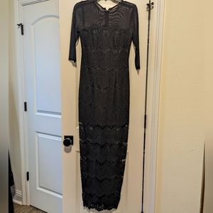 Black long sleeve lace formal dress, size 2